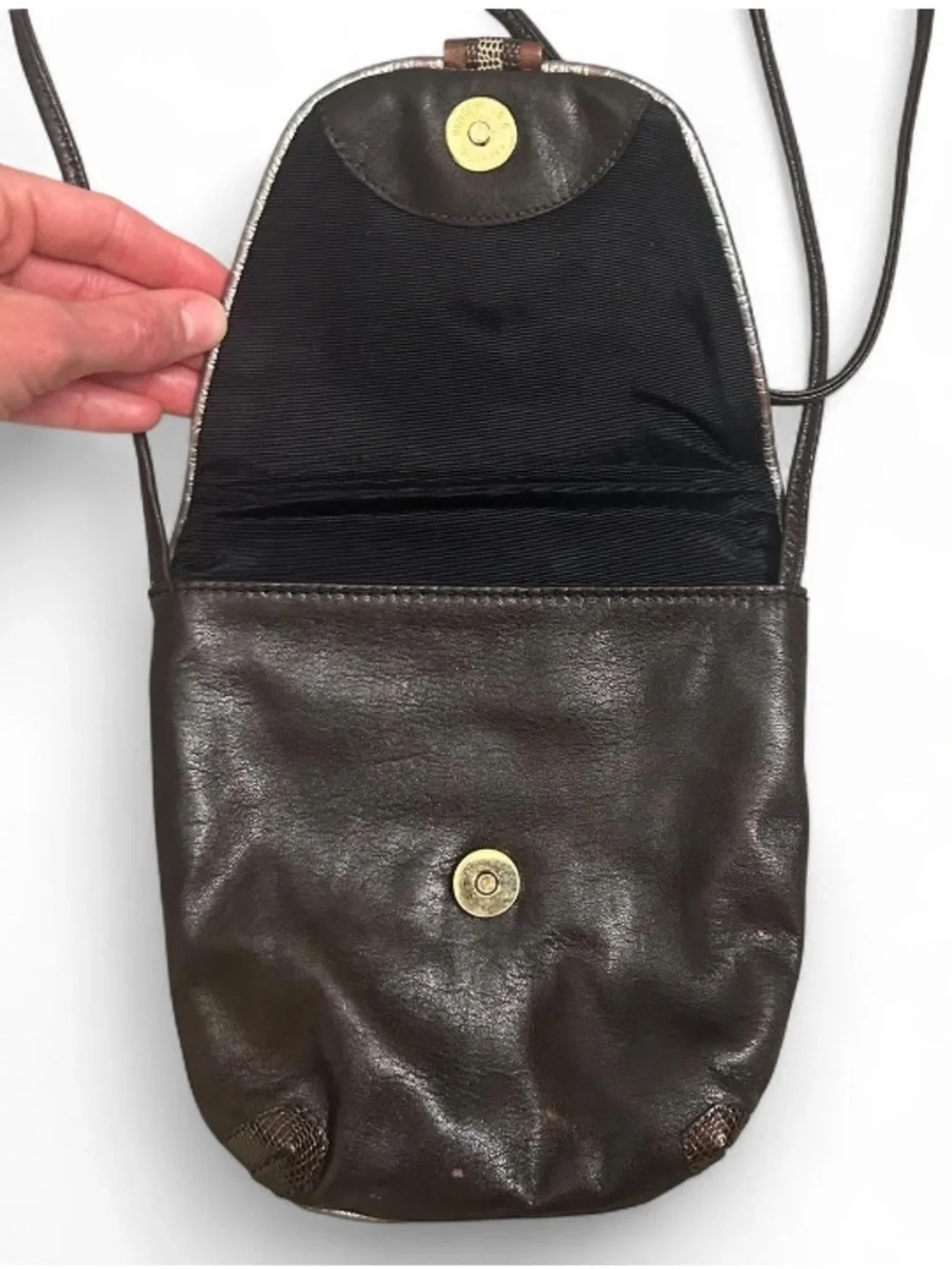 Vintage Leather Bag Boho Chic Shoulder Bag Western Crossbody Brown + Black
